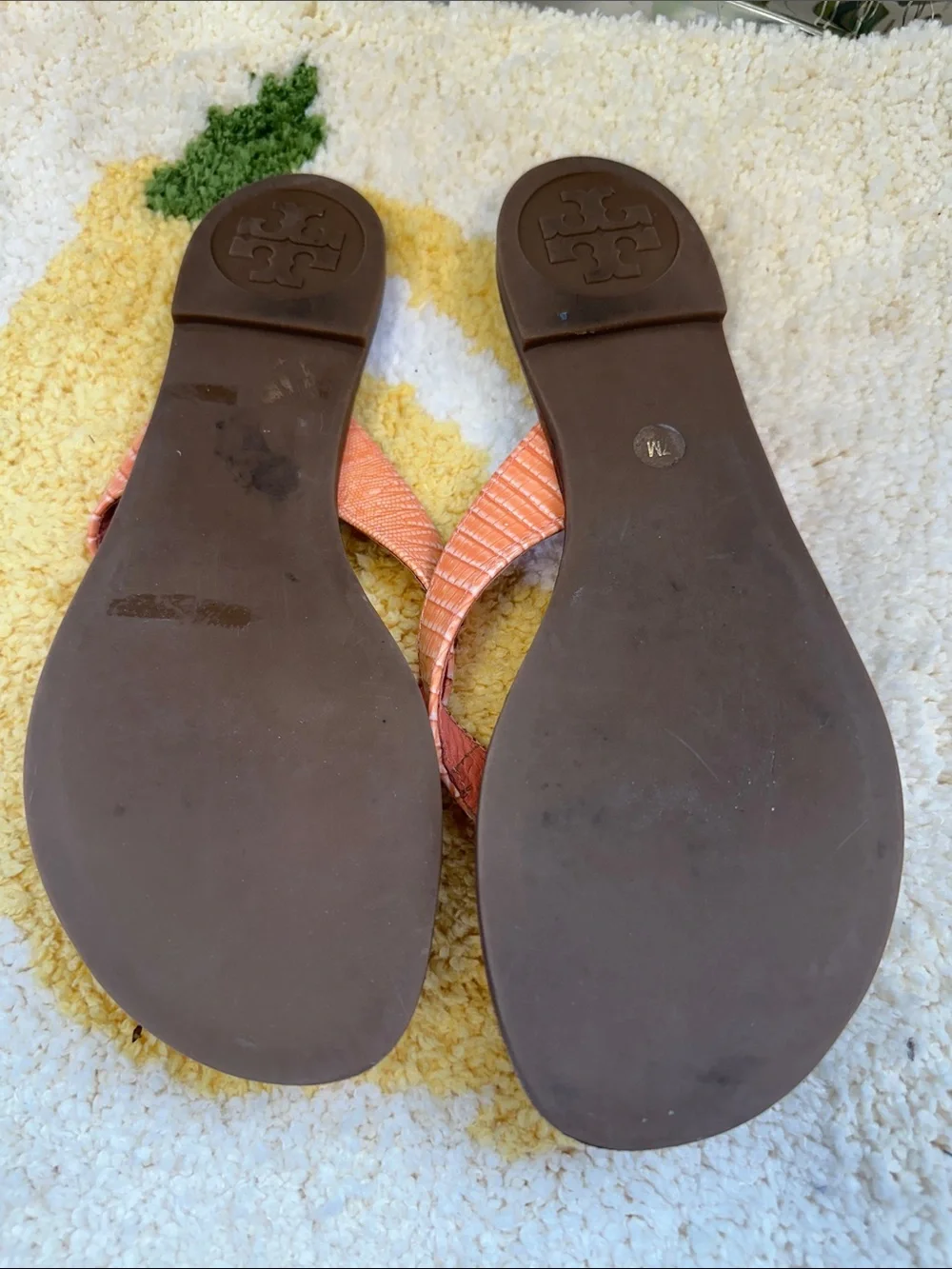 Tory Burch Coral Patent Leather Logo Thong Sandals